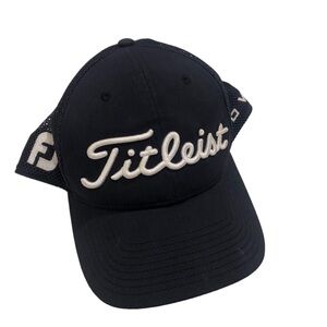 TITLEIST PRO V1 Hat Cap Flex FITTED L-XL Navy Blue Jersey 3D Logo